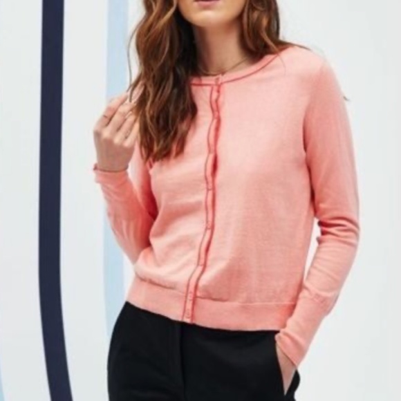 Court & Rowe - Taylor Button Front Light Luxe Tipped Cotton Silk Cardigan - 2X - Picture 2 of 10